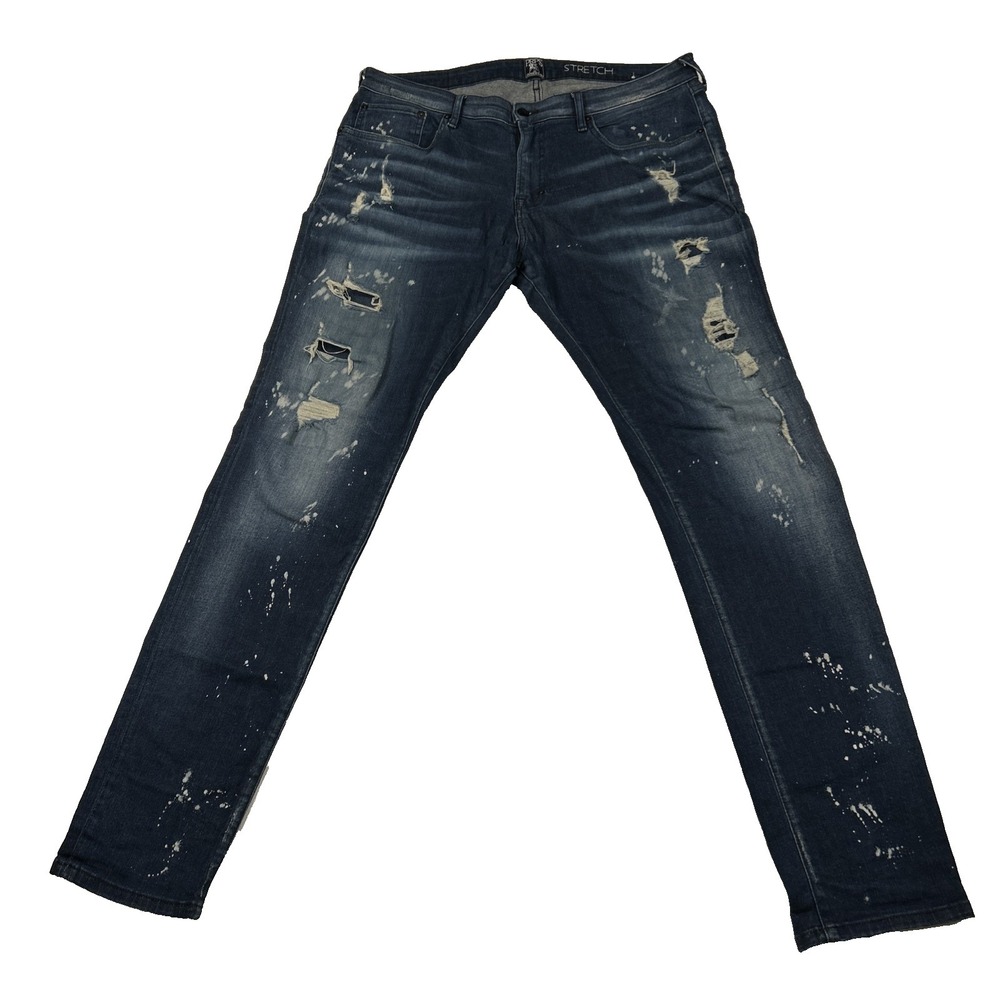PRPS Windsor Tapered Skinny Fit Jeans Men's Size 38x33 Stretch Paint Distressed